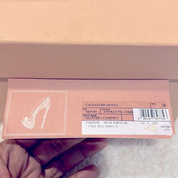 Miu Miu Bkack Wallet & Miu Miu Silver/Black Glitter Heels , DustBag ,Box & Nails - Picture 15 of 16